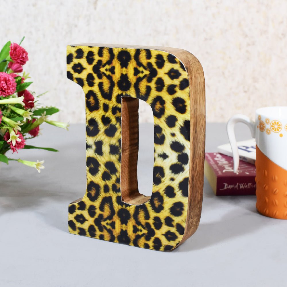Wild Cheetah Print Mango Wood Letter Block - BBH HOMES LLC