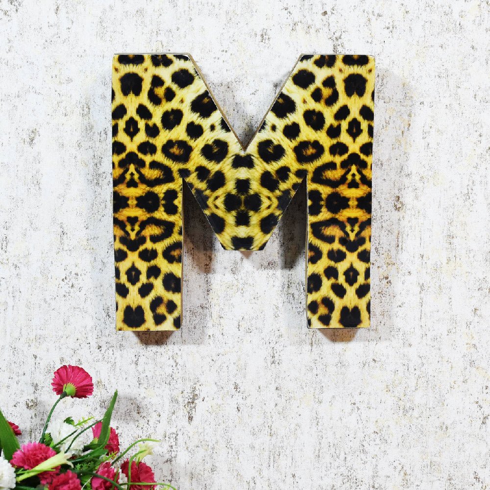 Wild Cheetah Print Mango Wood Letter Block - BBH HOMES LLC