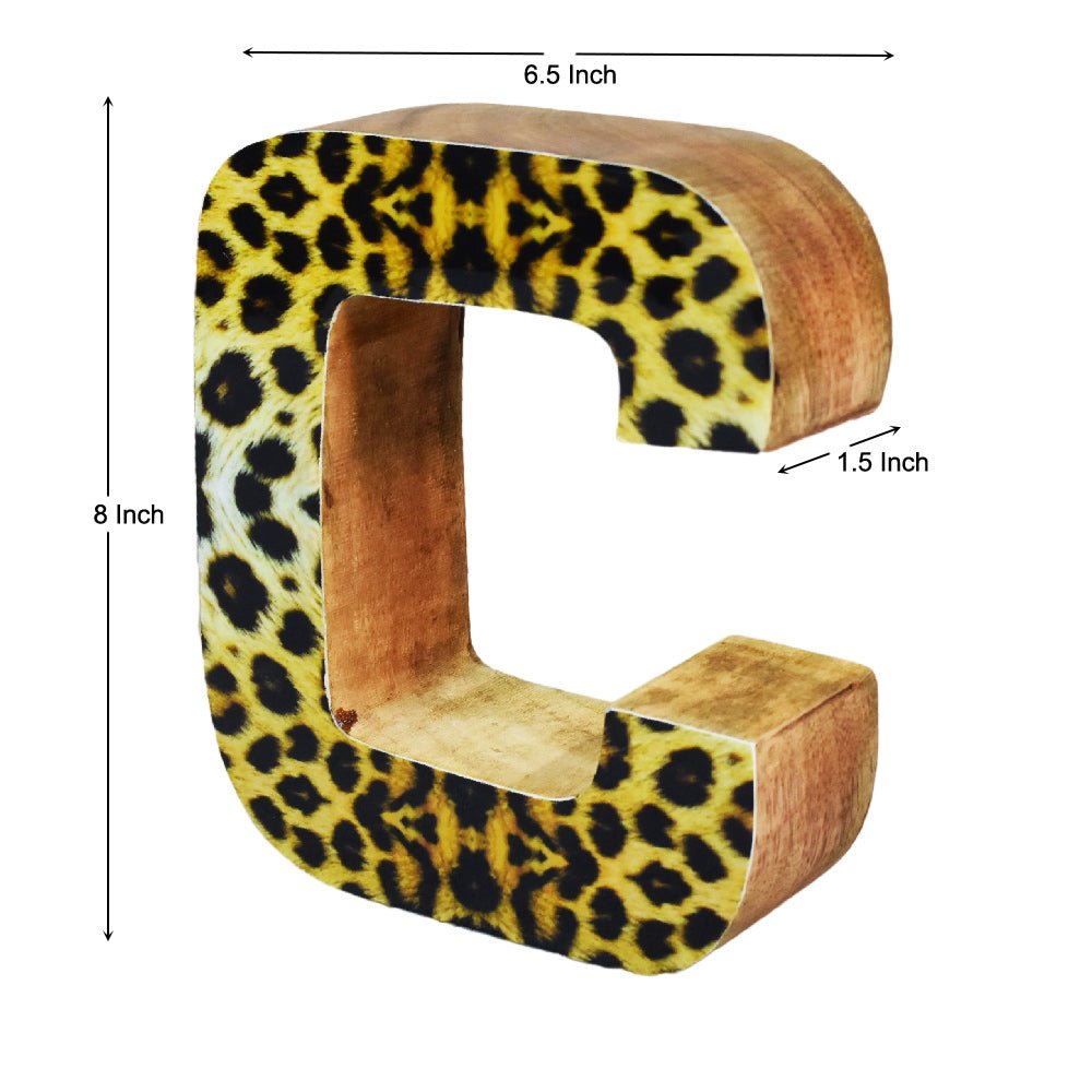 Wild Cheetah Print Mango Wood Letter Block - BBH HOMES LLC