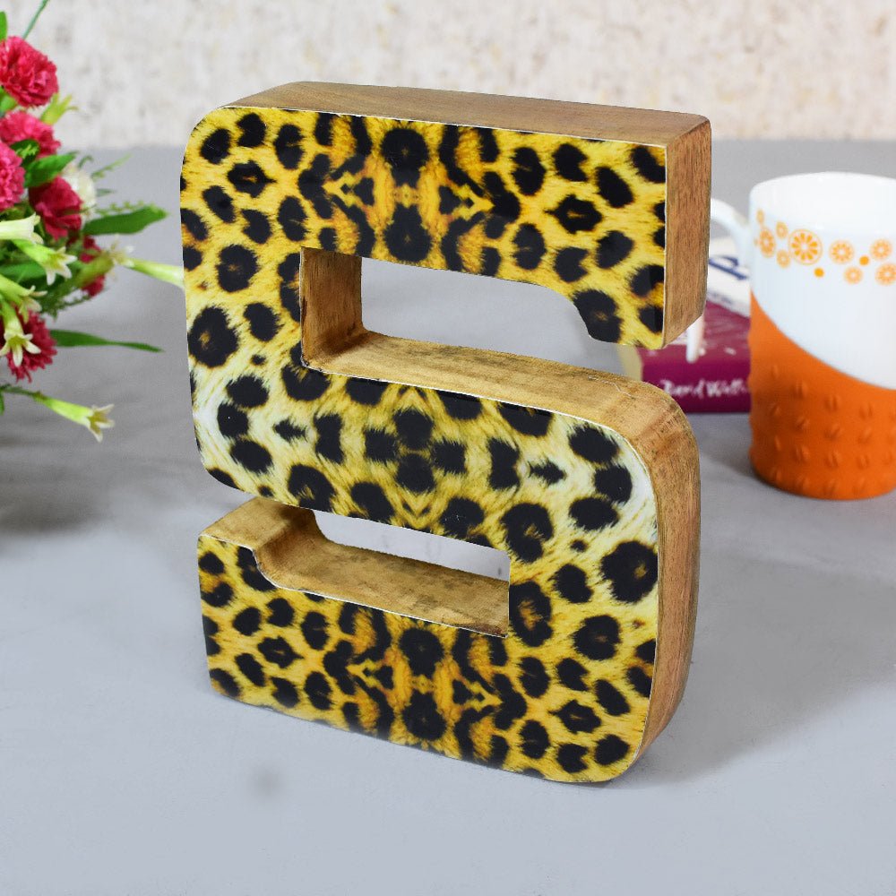 Wild Cheetah Print Mango Wood Letter Block - BBH HOMES LLC