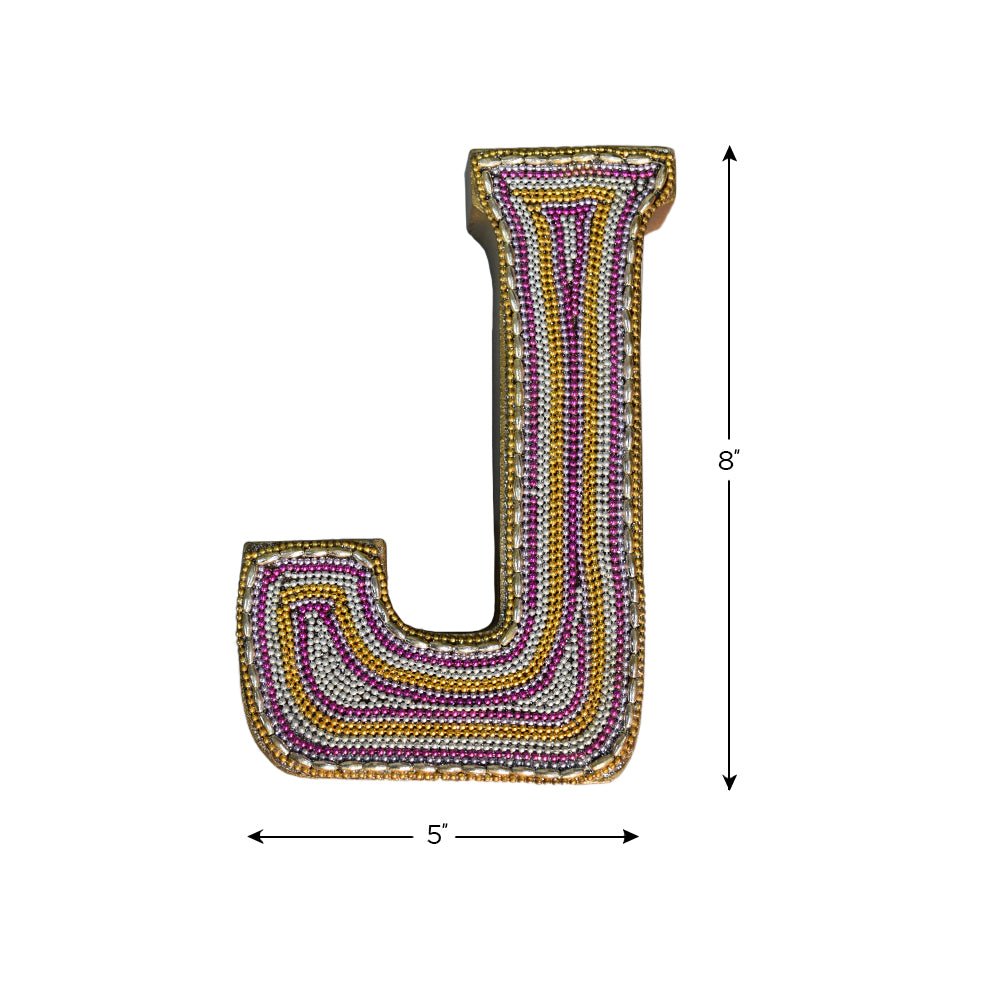 Zari Embellished Mango Wood Letter Blocks - BBH HOMES LLC