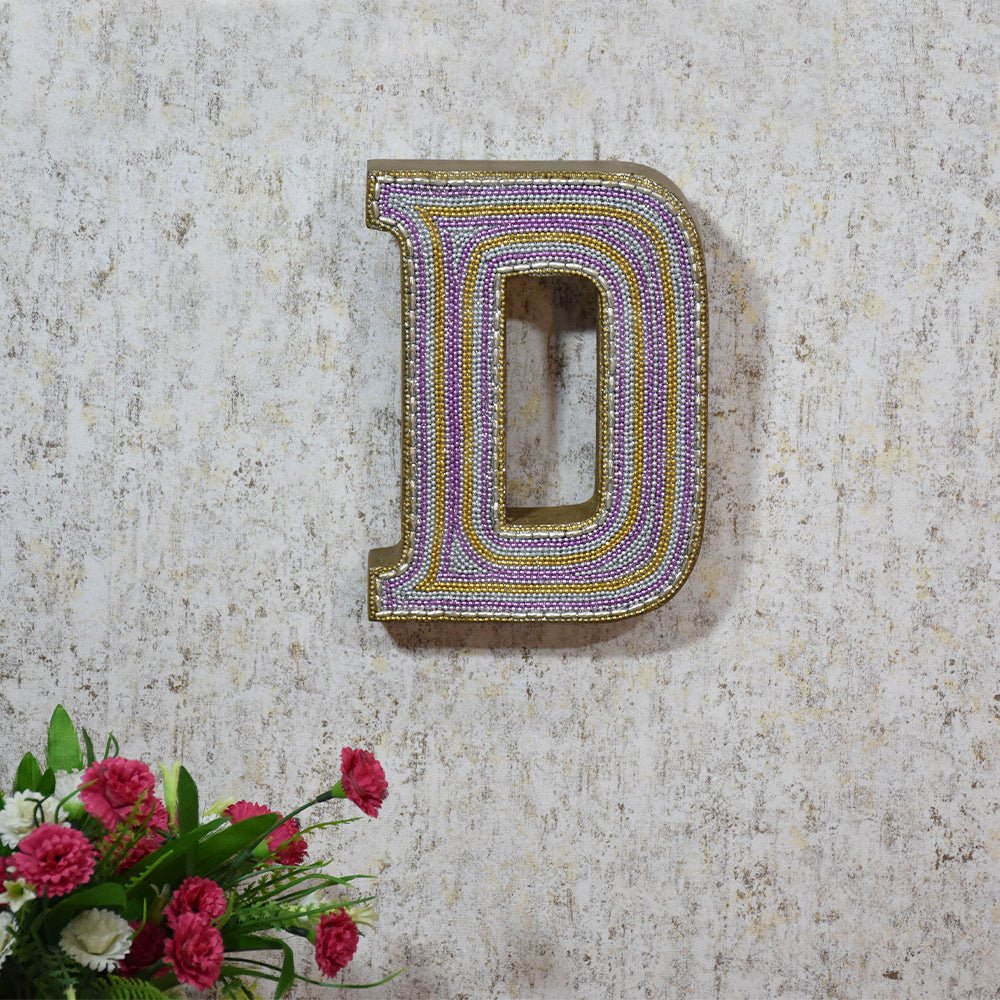 Zari Embellished Mango Wood Letter Blocks - BBH HOMES LLC