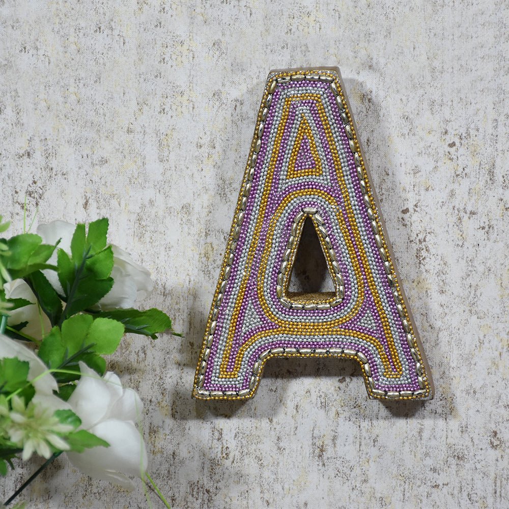 Zari Embellished Mango Wood Letter Blocks - BBH HOMES LLC