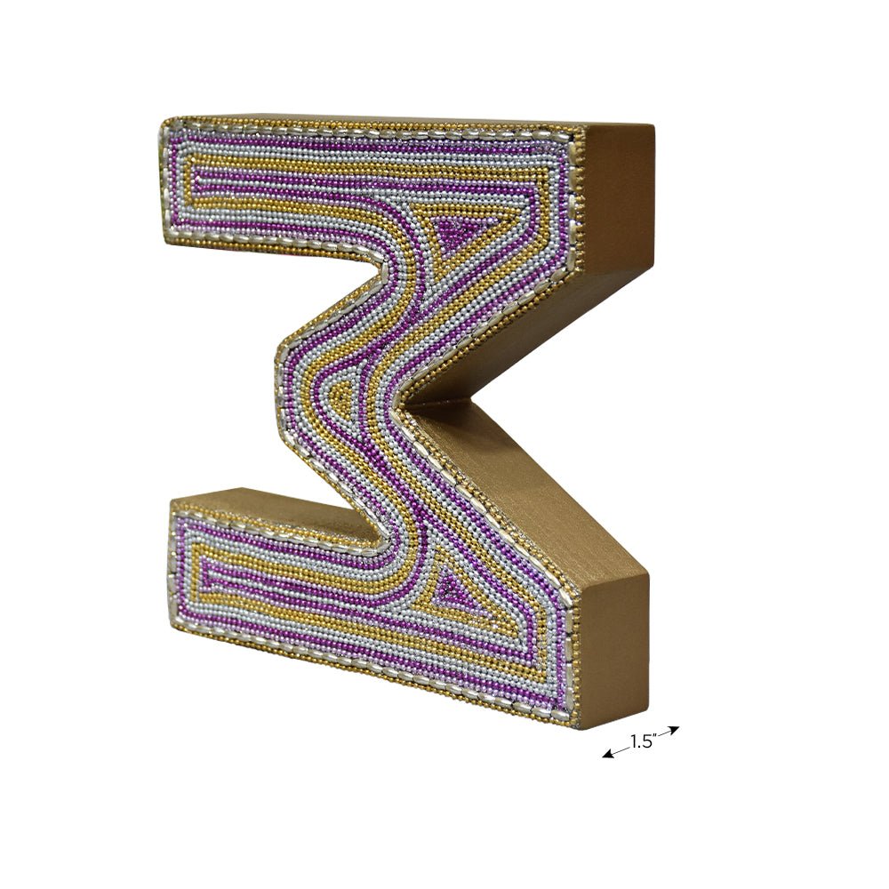 Zari Embellished Mango Wood Letter Blocks - BBH HOMES LLC