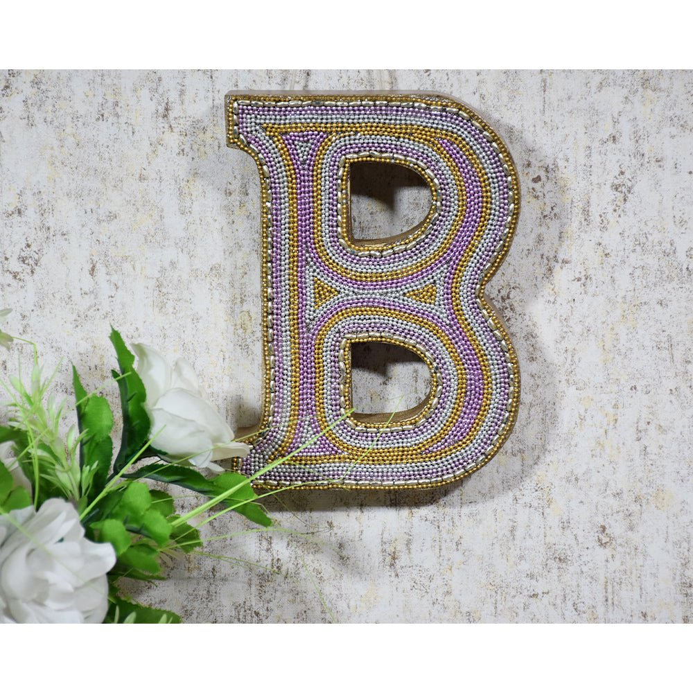 Zari Embellished Mango Wood Letter Blocks - BBH HOMES LLC