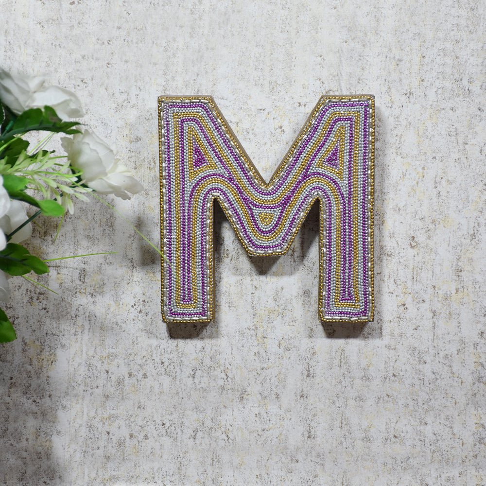 Zari Embellished Mango Wood Letter Blocks - BBH HOMES LLC