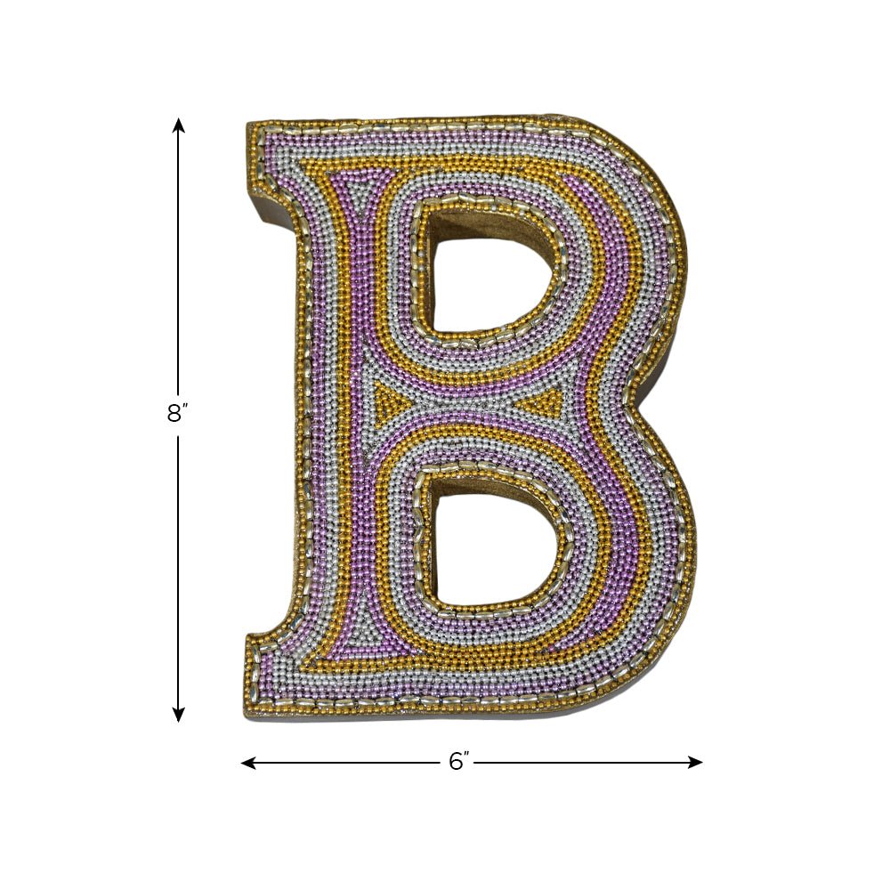 Zari Embellished Mango Wood Letter Blocks - BBH HOMES LLC