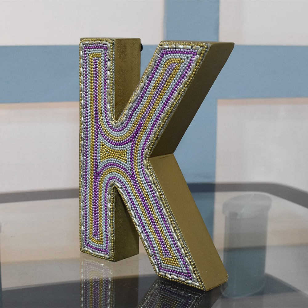 Zari Embellished Mango Wood Letter Blocks - BBH HOMES LLC