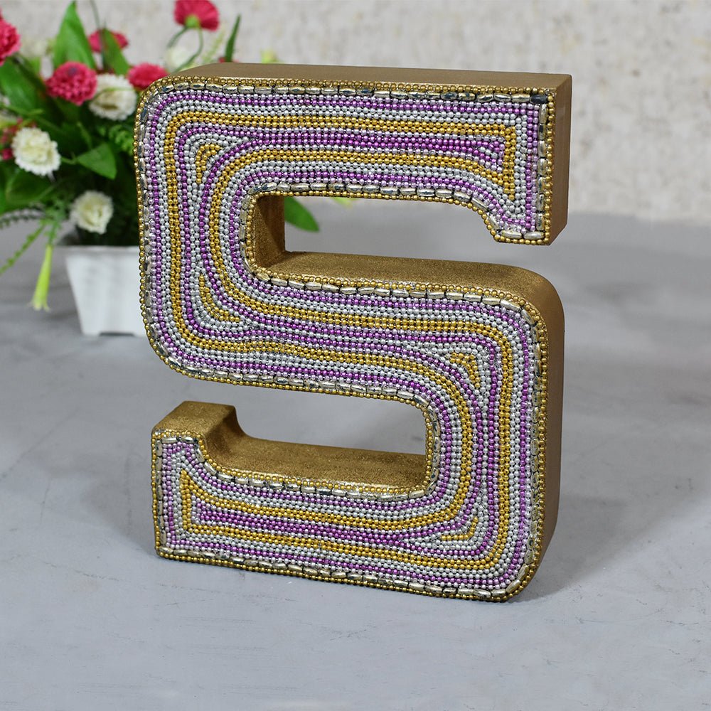 Zari Embellished Mango Wood Letter Blocks - BBH HOMES LLC