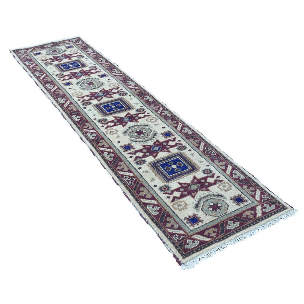 Rudrakshi Hand Knotted Afghan Kazak Rug