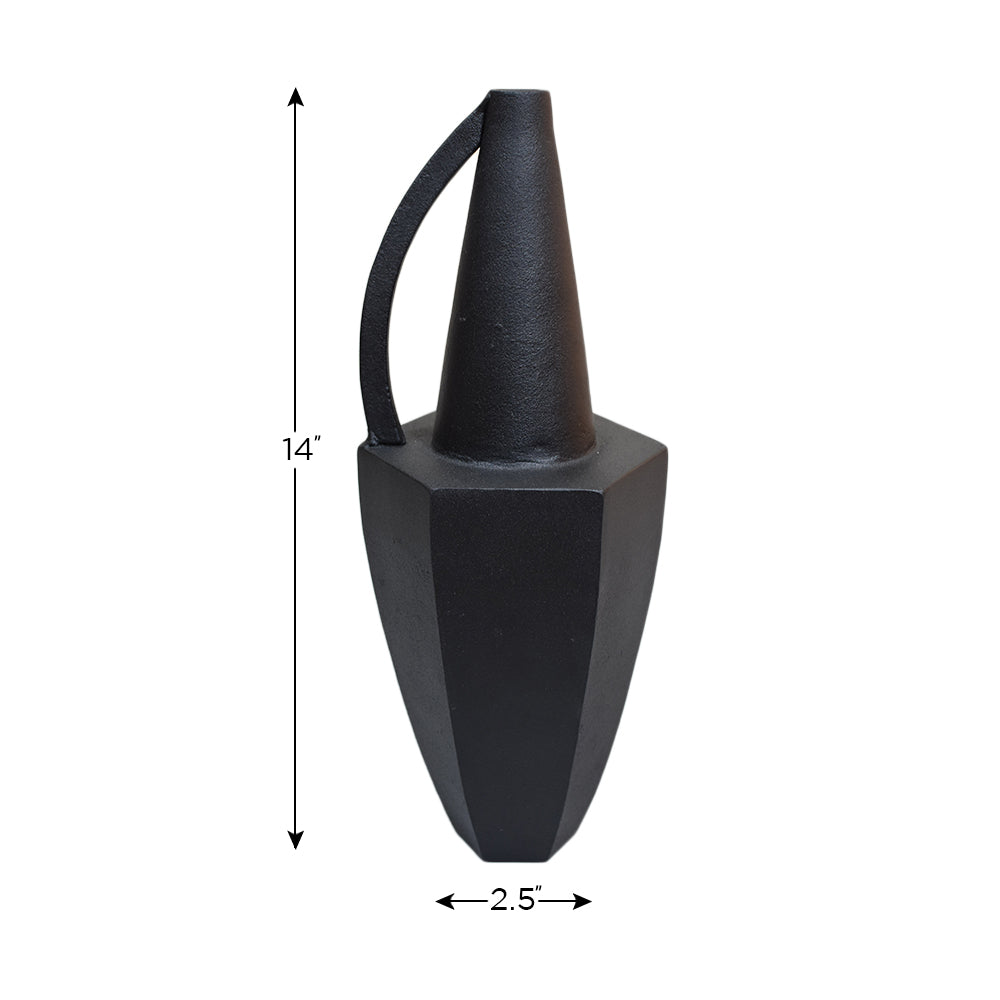 Eco-Friendly Handmade Aluminium Geometric Black Vase For Indoor & Outdoor Use