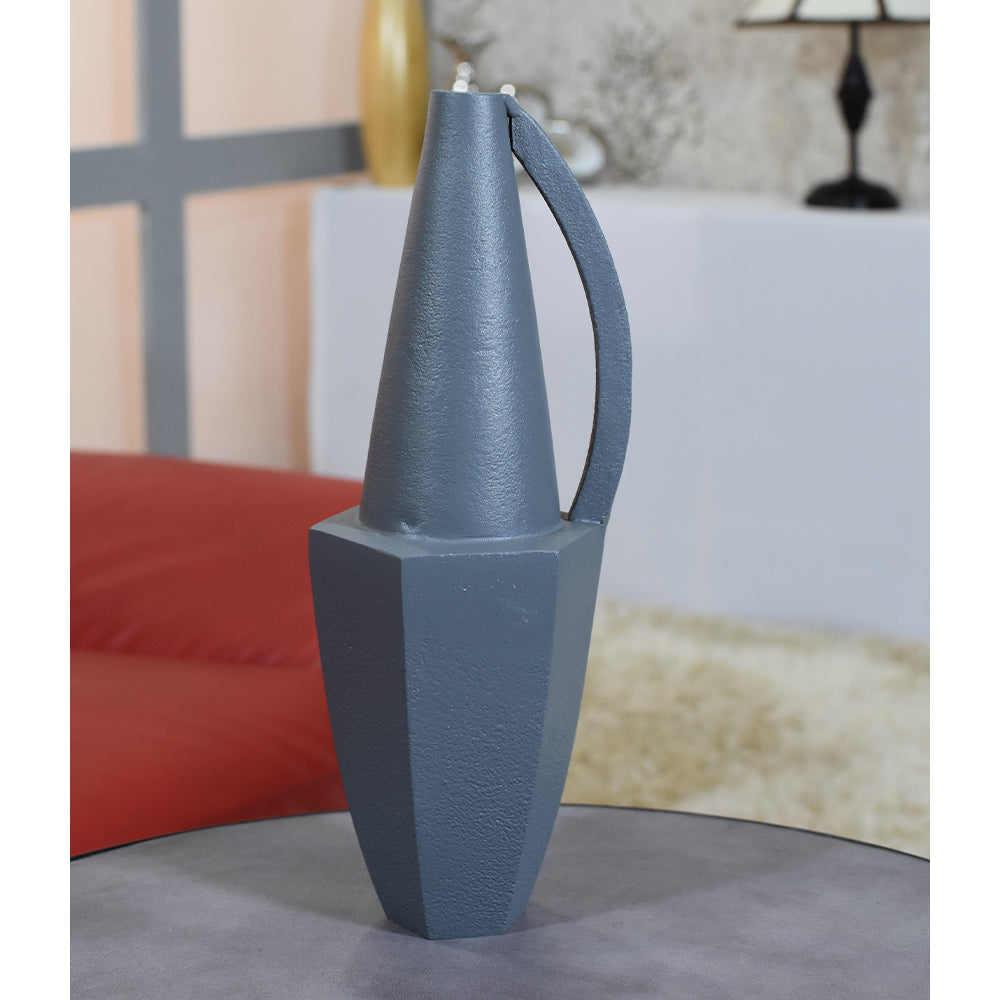 Eco-Friendly Handmade Aluminium Geometric Gray Vase For Indoor & Outdoor Use
