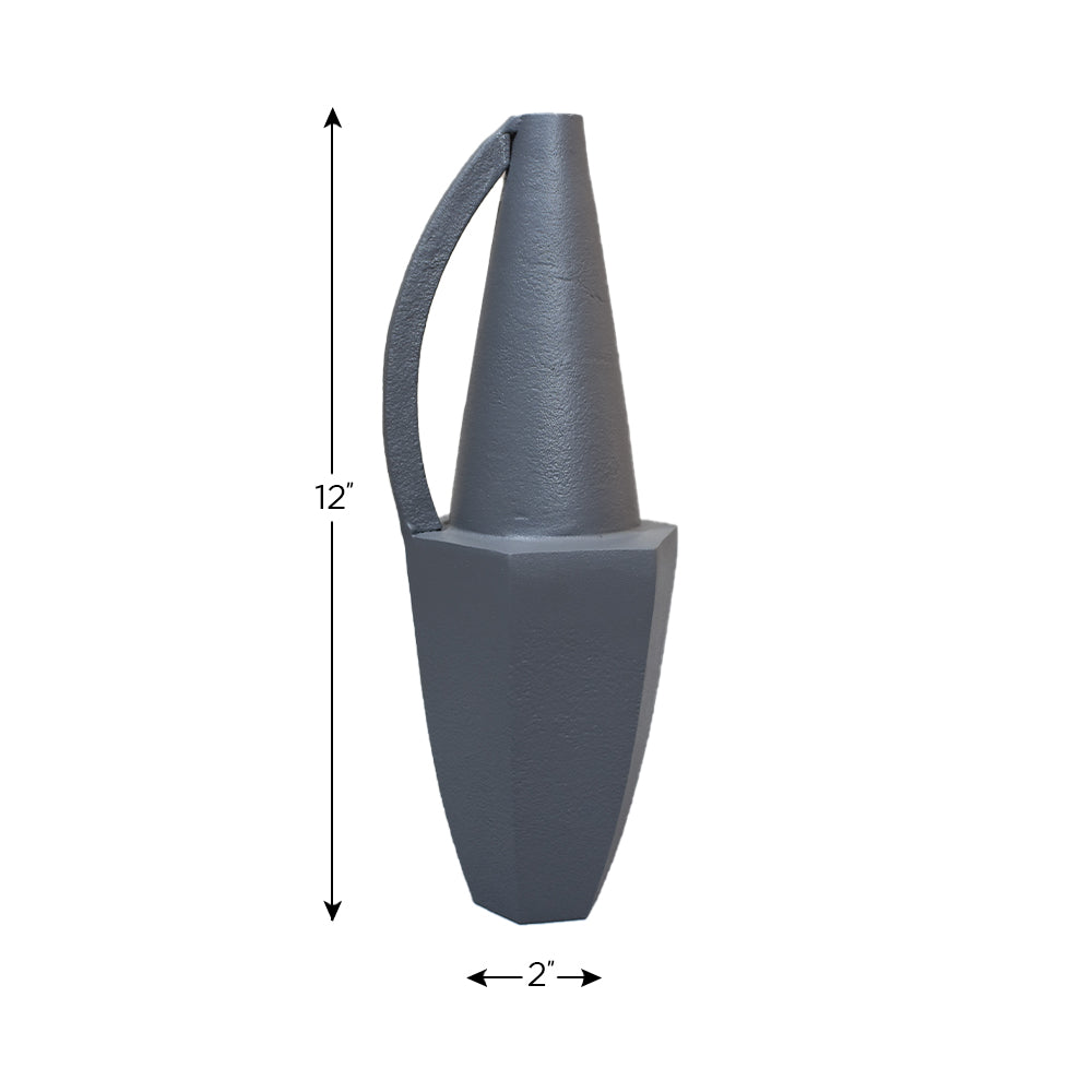 Eco-Friendly Handmade Aluminium Geometric Gray Vase For Indoor & Outdoor Use