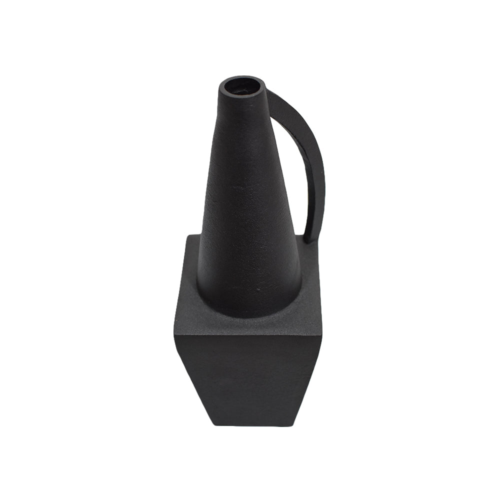 Eco-Friendly Handmade Aluminium Geometric Black Vase For Indoor & Outdoor Use