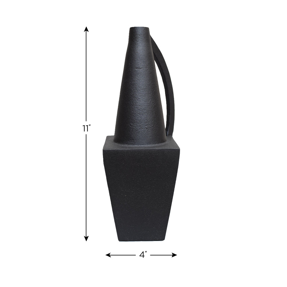 Eco-Friendly Handmade Aluminium Geometric Black Vase For Indoor & Outdoor Use