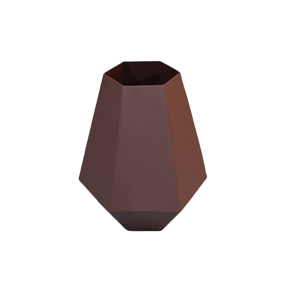 Eco-Friendly Handmade Iron Geometric Rust Vase For Indoor & Outdoor Use