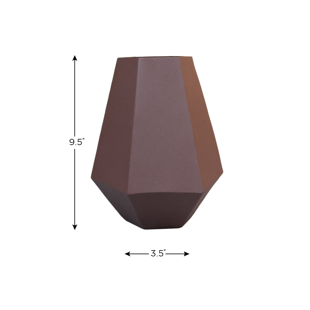 Eco-Friendly Handmade Iron Geometric Rust Vase For Indoor & Outdoor Use
