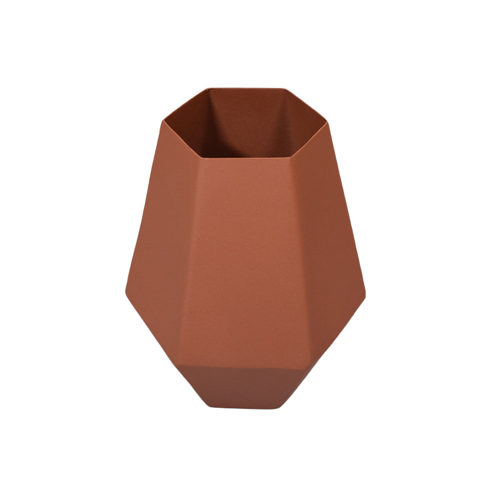 Eco-Friendly Handmade Iron Geometric Orange Vase For Indoor & Outdoor Use