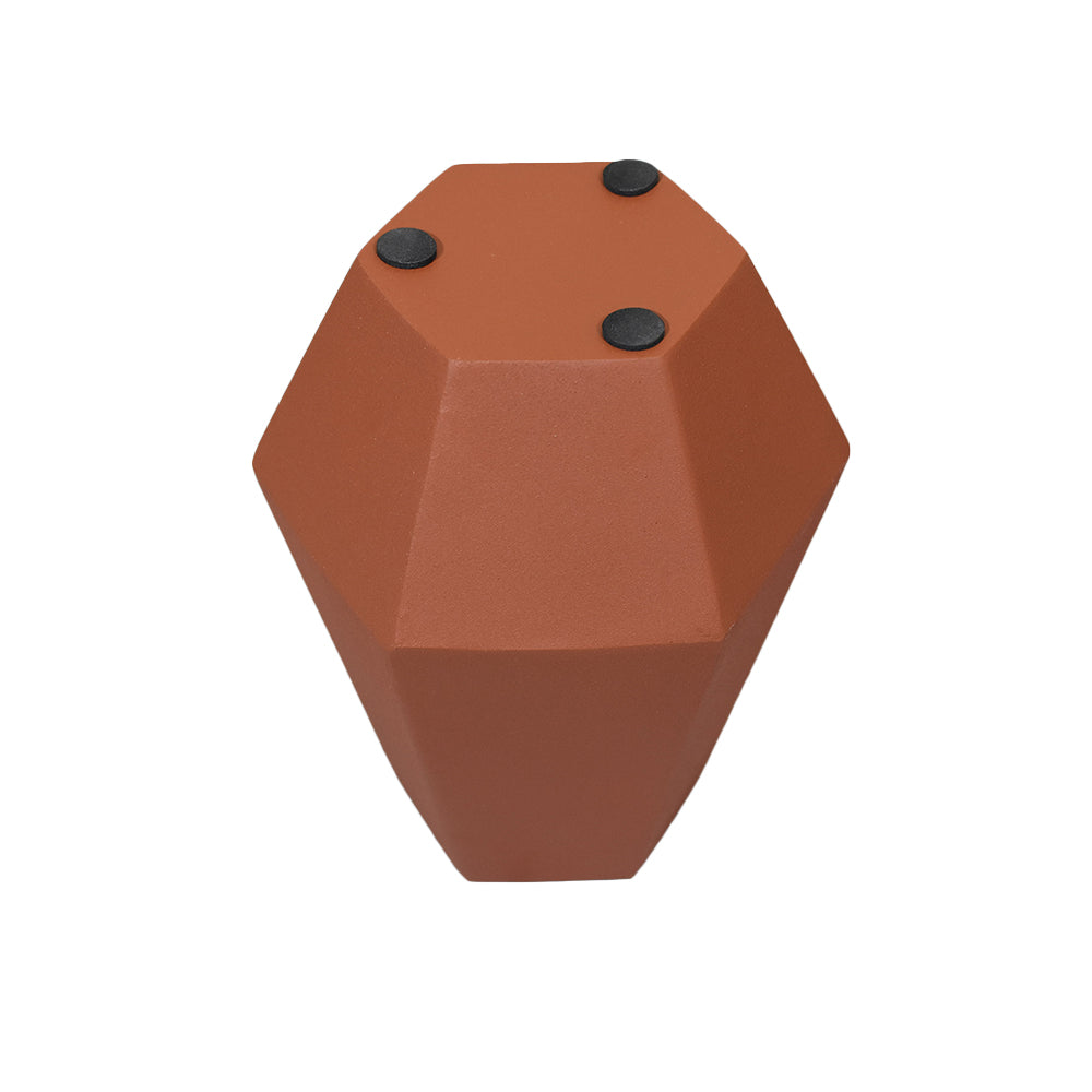 Eco-Friendly Handmade Iron Geometric Orange Vase For Indoor & Outdoor Use