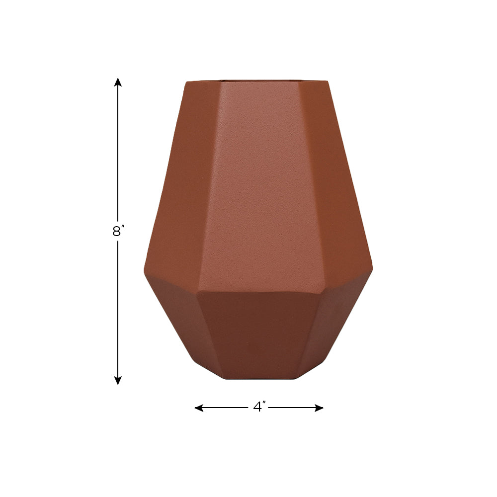 Eco-Friendly Handmade Iron Geometric Orange Vase For Indoor & Outdoor Use