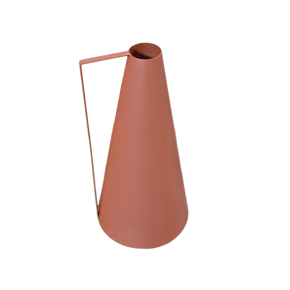 Eco-Friendly Handmade Iron Geometric Orange Vase For Indoor & Outdoor Use