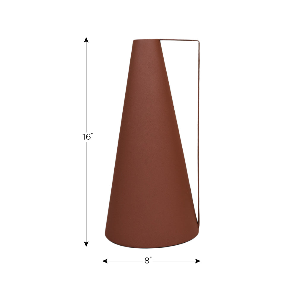 Eco-Friendly Handmade Iron Geometric Orange Vase For Indoor & Outdoor Use
