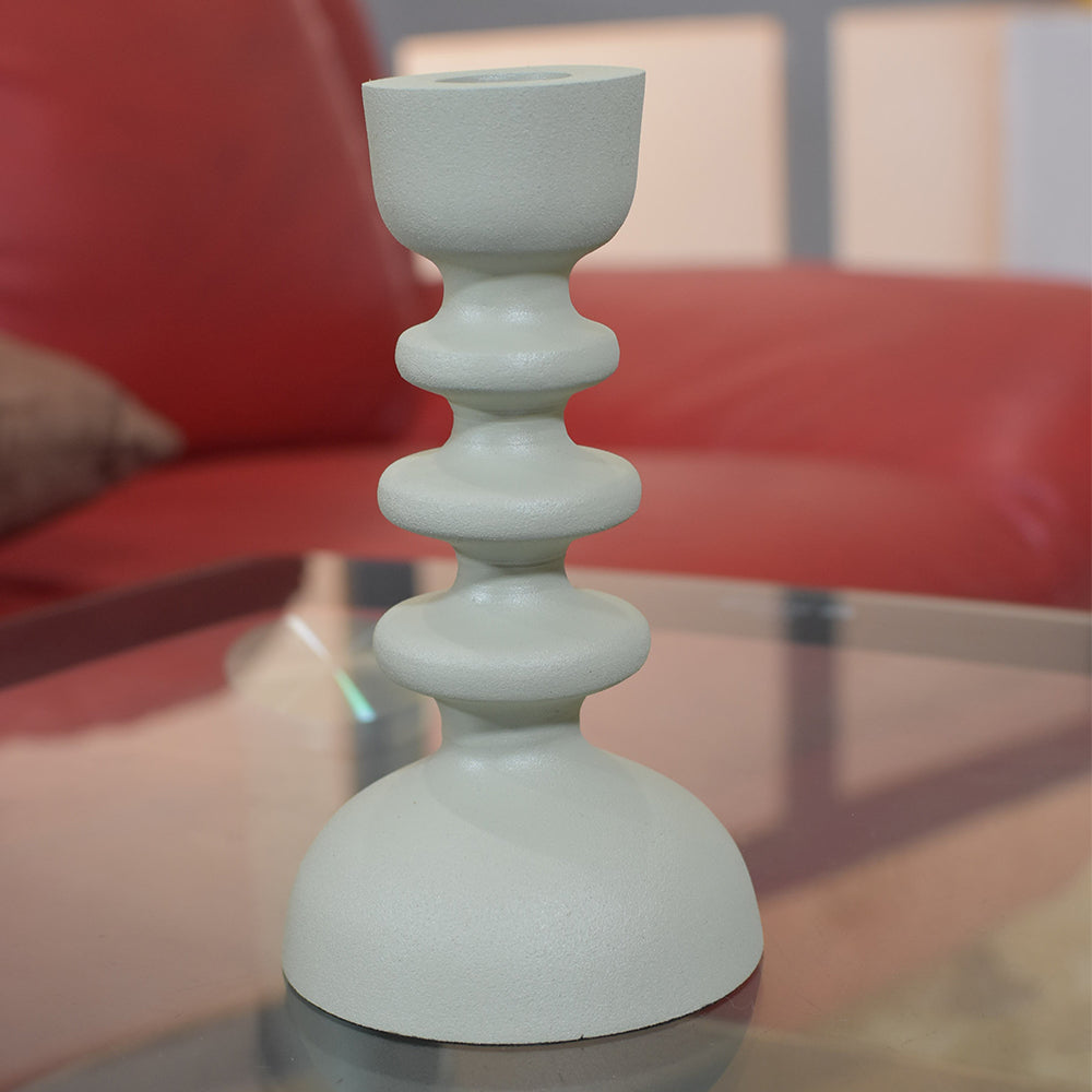 Handmade Aluminum Eco-friendly Geometric Ivory Set Of One Pillar Candle Holder