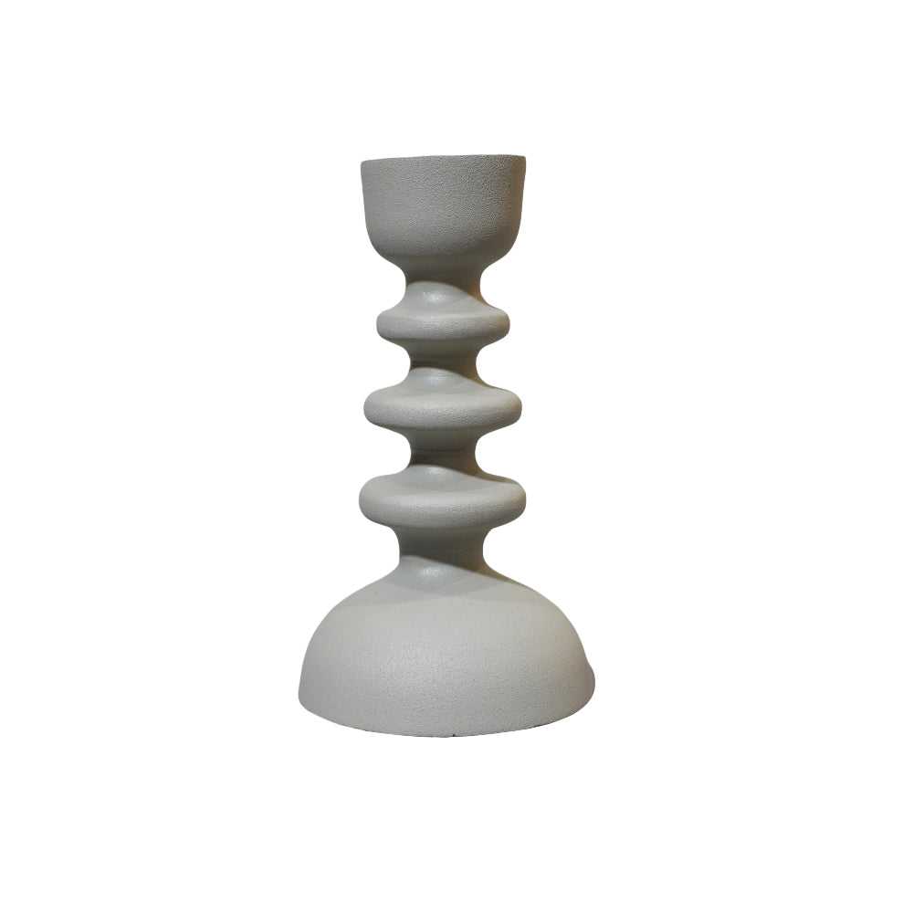 Handmade Aluminum Eco-friendly Geometric Ivory Set Of One Pillar Candle Holder