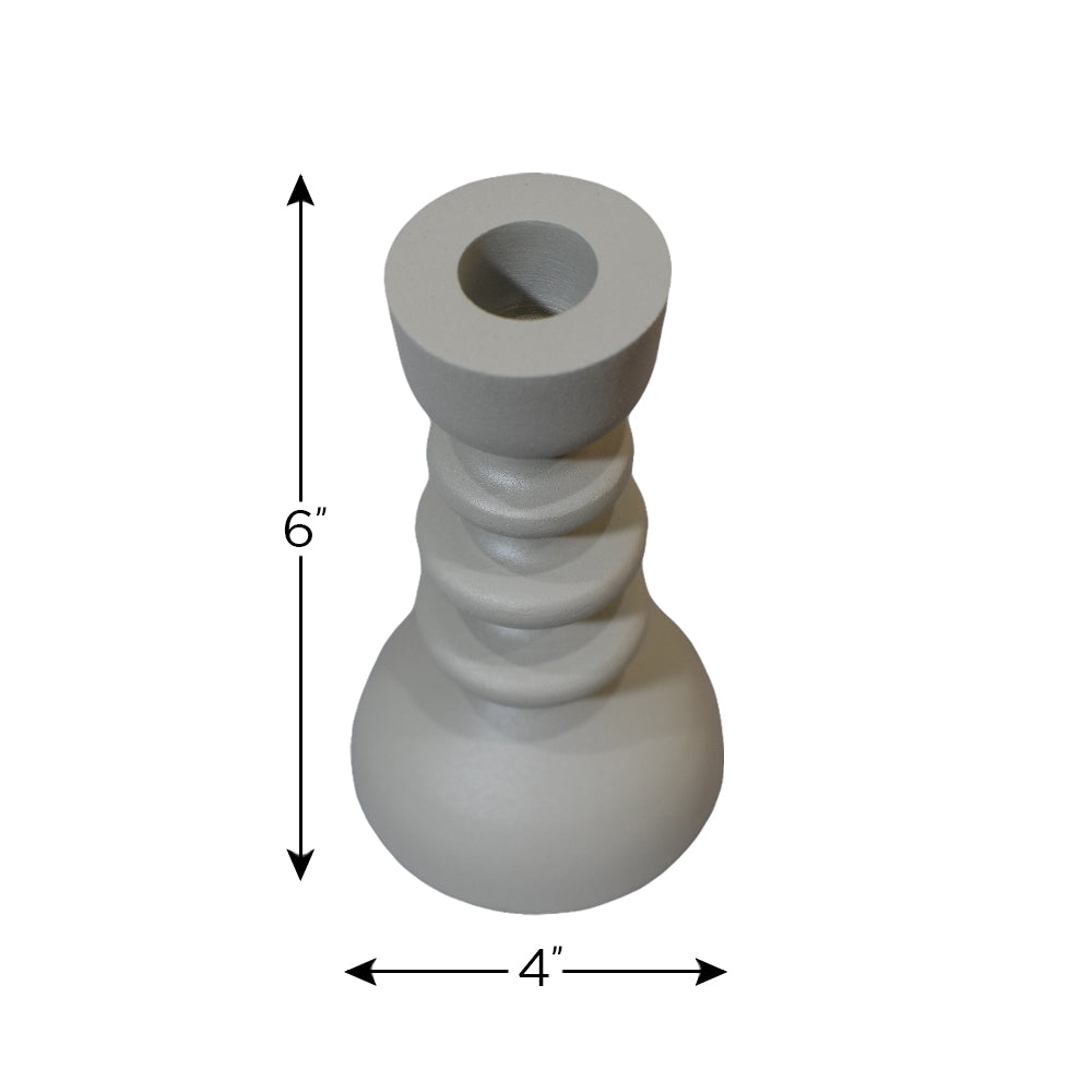 Handmade Aluminum Eco-friendly Geometric Ivory Set Of One Pillar Candle Holder