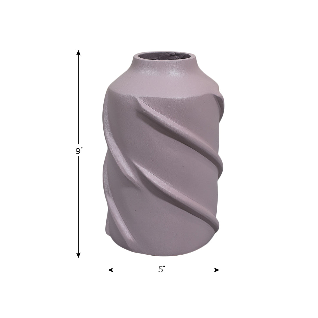 Eco-Friendly Handmade Aluminium Geometric Light Pink Cylinder Vase For Indoor & Outdoor Use