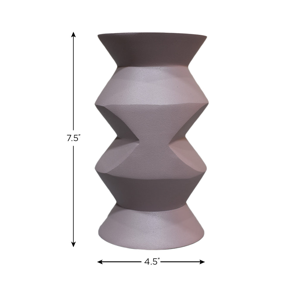 Eco-Friendly Handmade Aluminium Geometric Light Pink Vase For Indoor & Outdoor Use