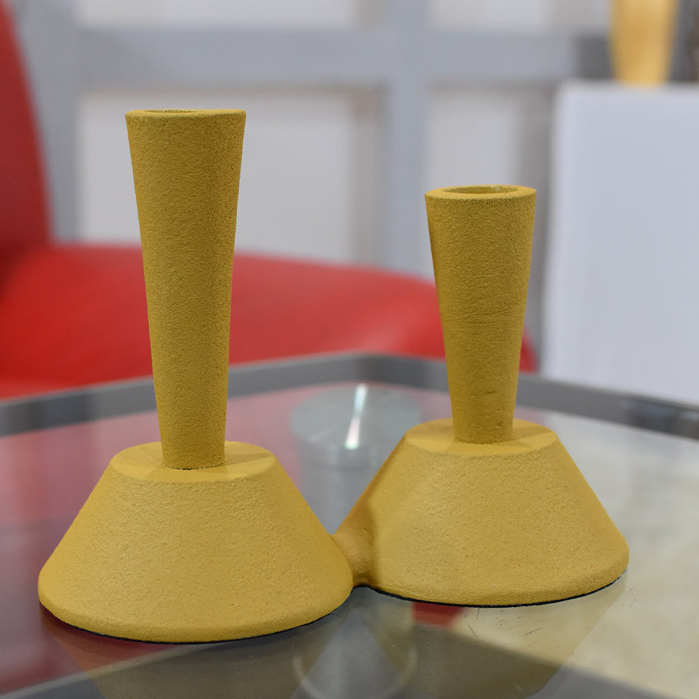 Eco-Friendly Handmade Aluminum Geometric Mustard Set Of One Vase Candle Holder
