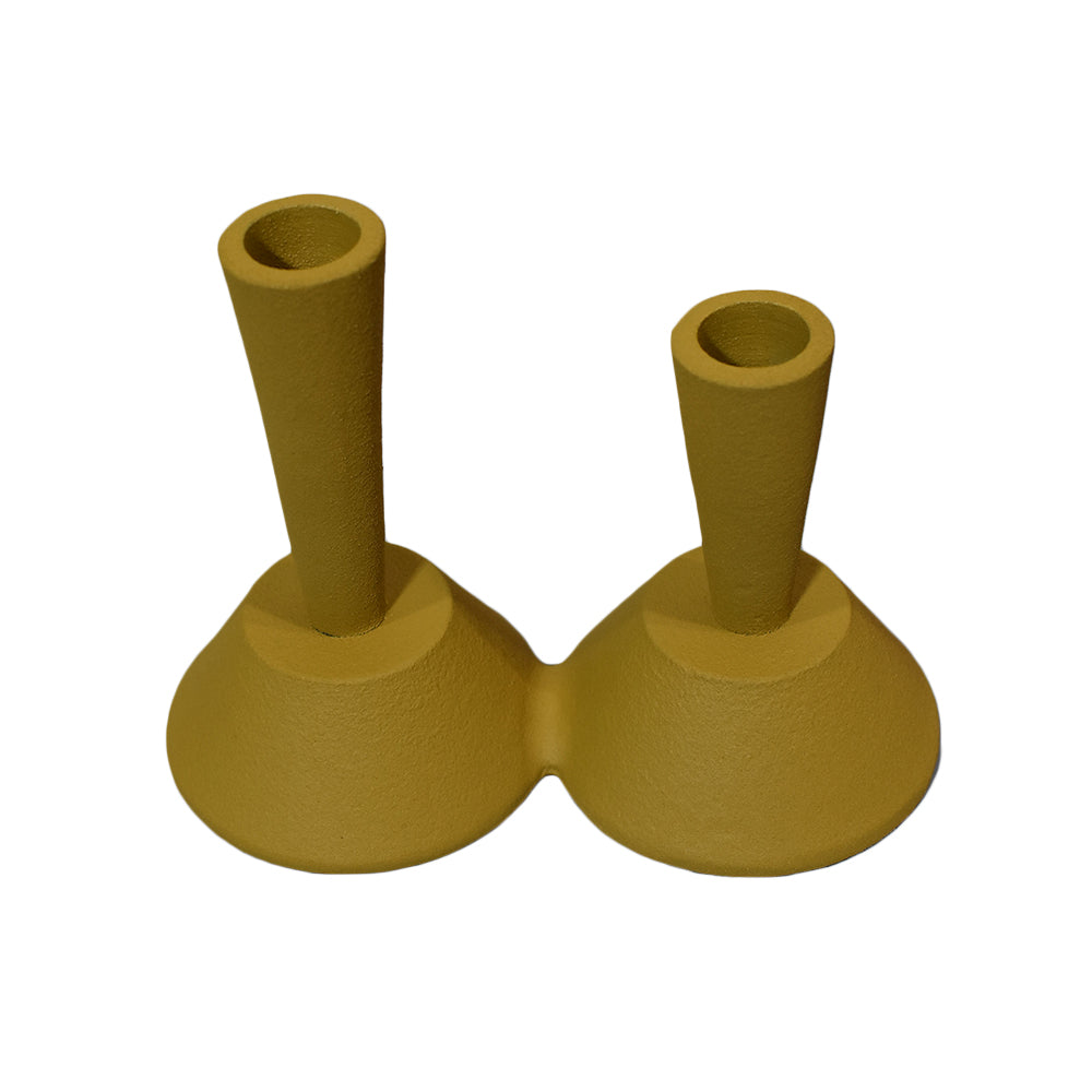 Eco-Friendly Handmade Aluminum Geometric Mustard Set Of One Vase Candle Holder