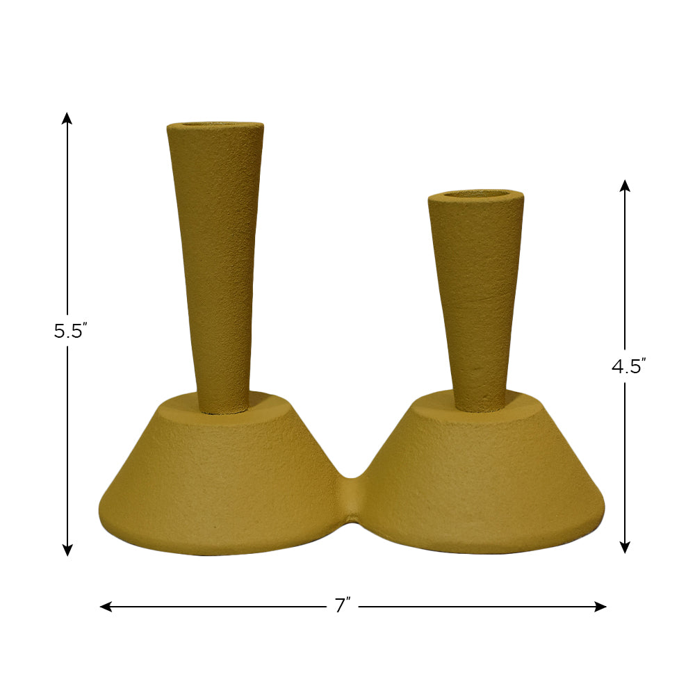 Eco-Friendly Handmade Aluminum Geometric Mustard Set Of One Vase Candle Holder