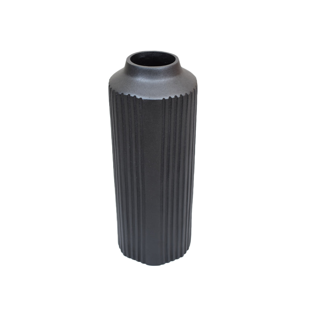 Eco-Friendly Handmade Aluminum Geometric Black Cylinder Vase For Indoor & Outdoor Use