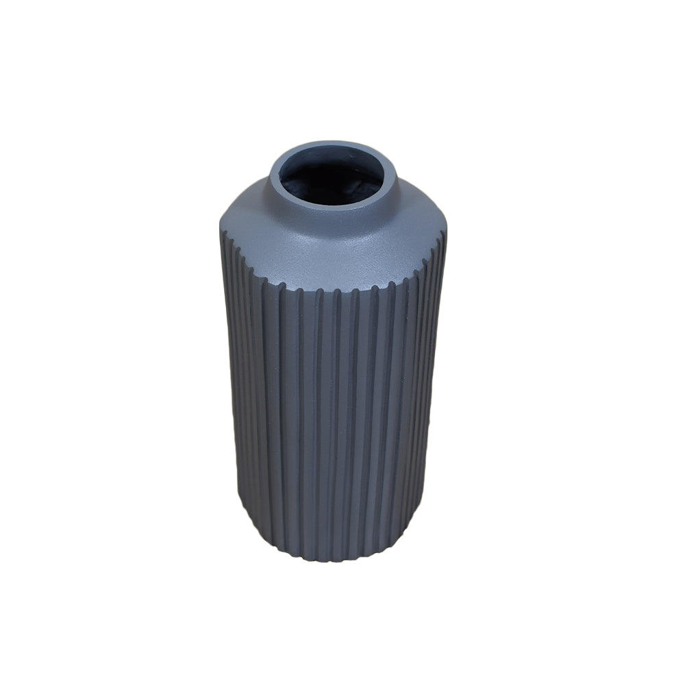 Eco-Friendly Handmade Aluminum Geometric Gray Cylinder Vase For Indoor & Outdoor Use