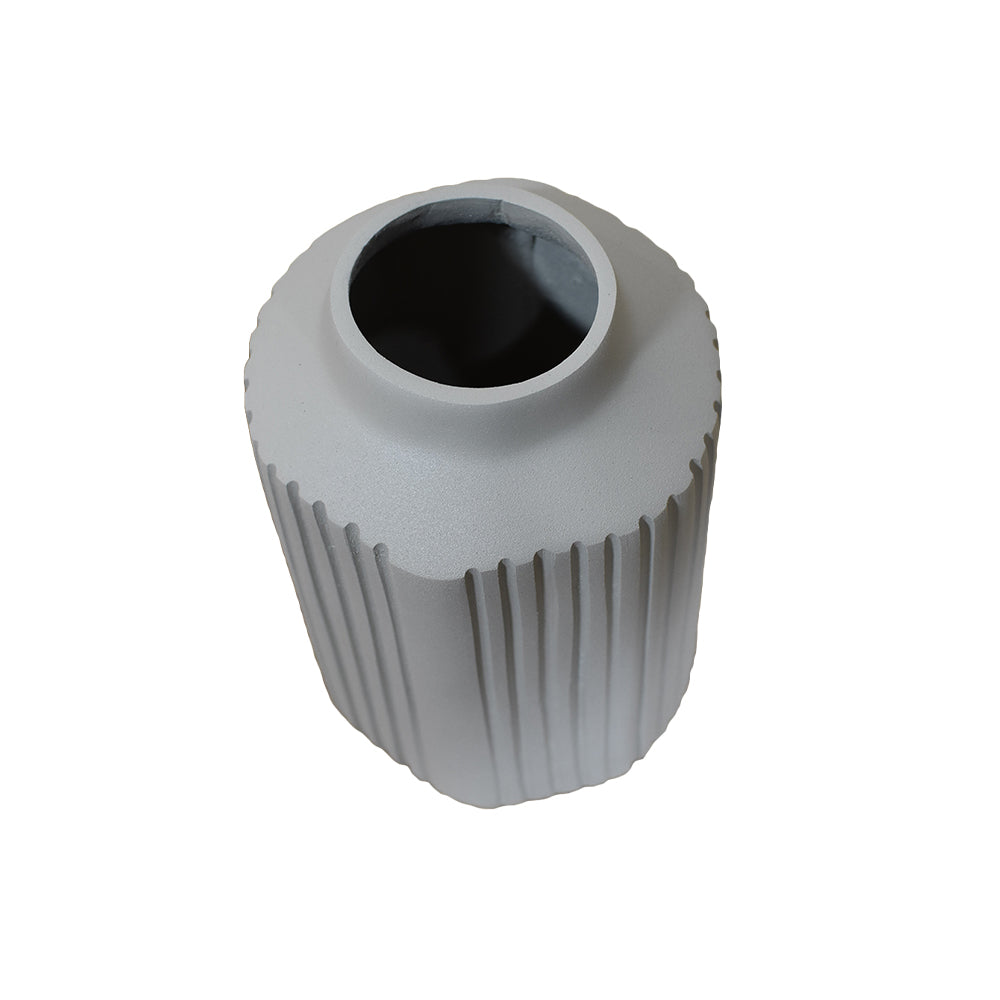 Eco-Friendly Handmade Aluminum Geometric Ivory Cylinder Vase For Indoor & Outdoor Use