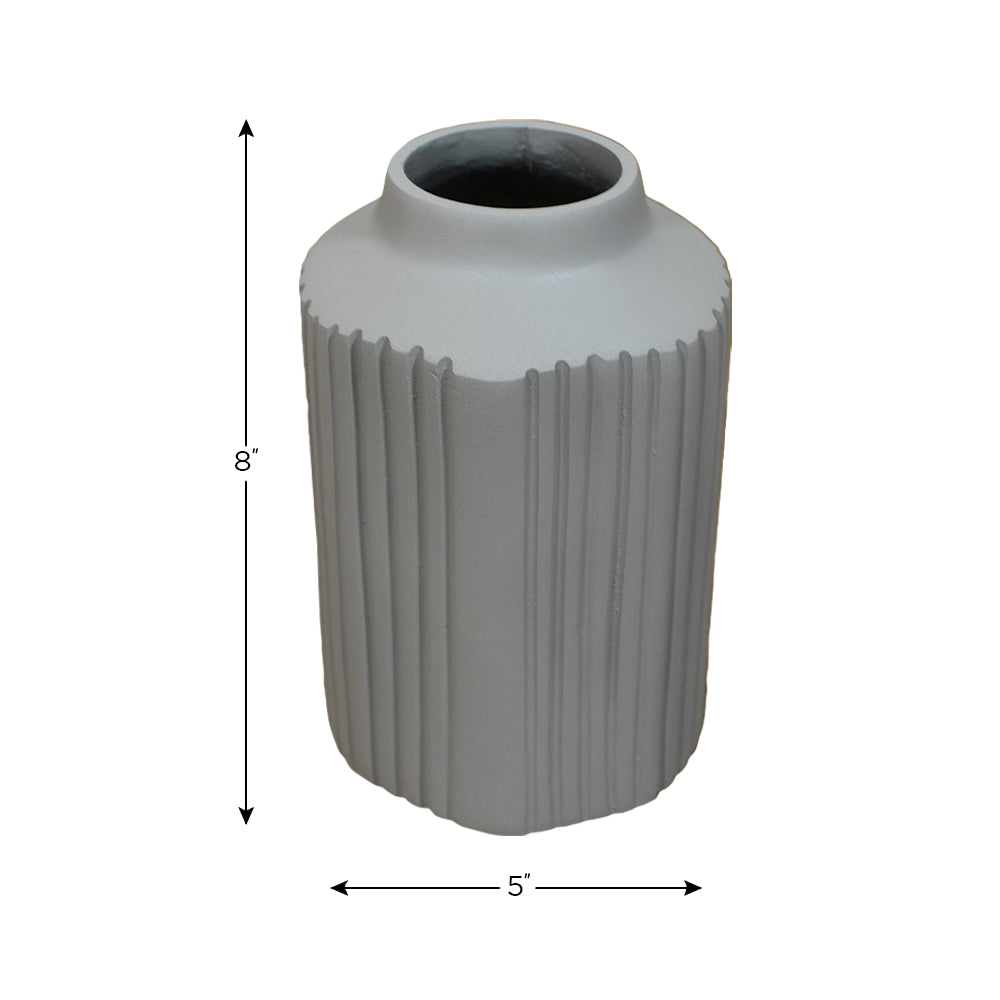 Eco-Friendly Handmade Aluminum Geometric Ivory Cylinder Vase For Indoor & Outdoor Use