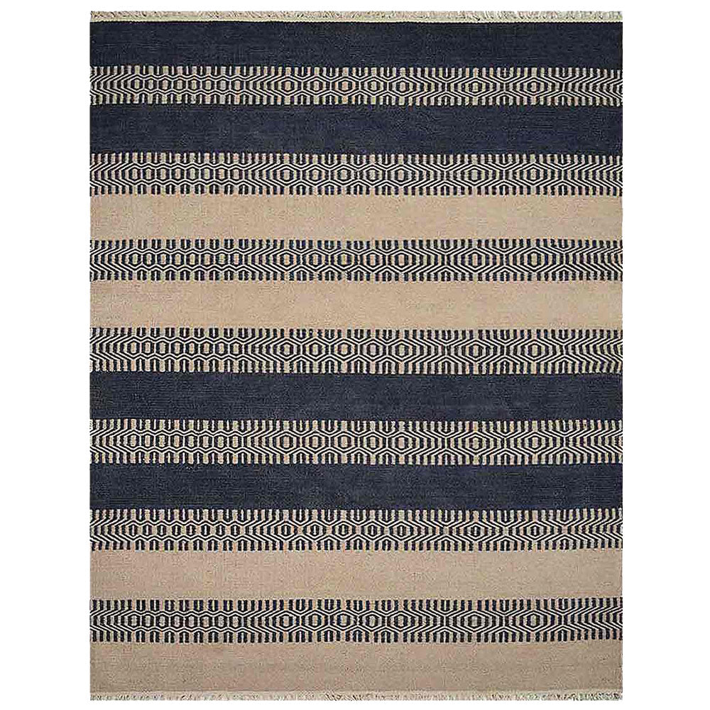 Hexa Stripes Flat Weave Kilim Wool Rug