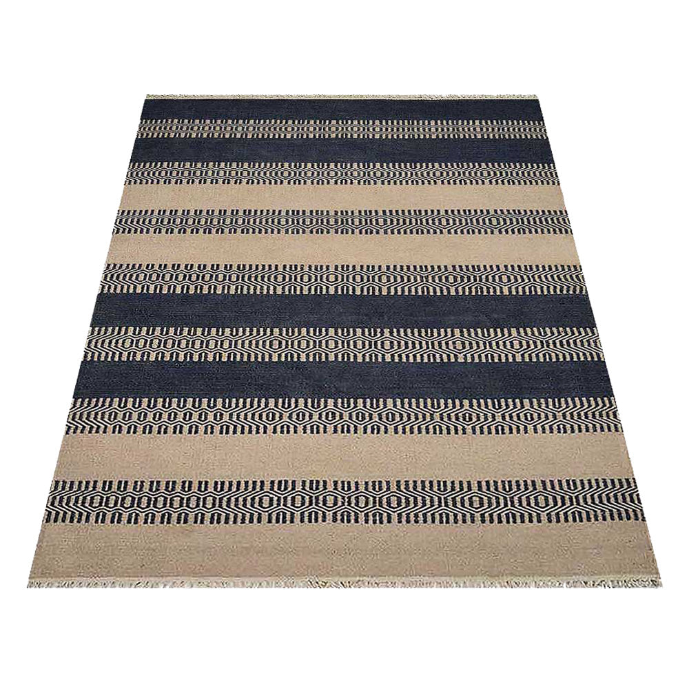 Hexa Stripes Flat Weave Kilim Wool Rug