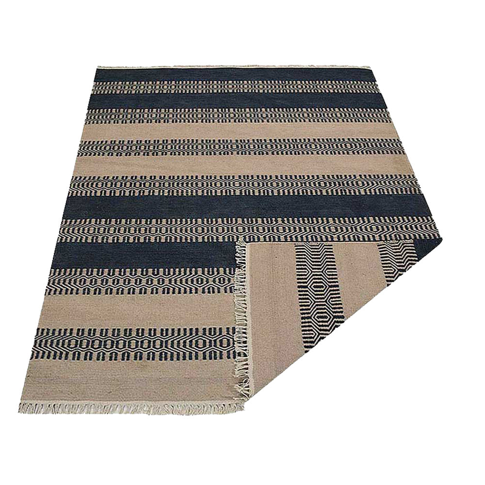 Hexa Stripes Flat Weave Kilim Wool Rug