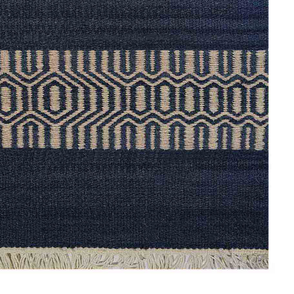 Hexa Stripes Flat Weave Kilim Wool Rug
