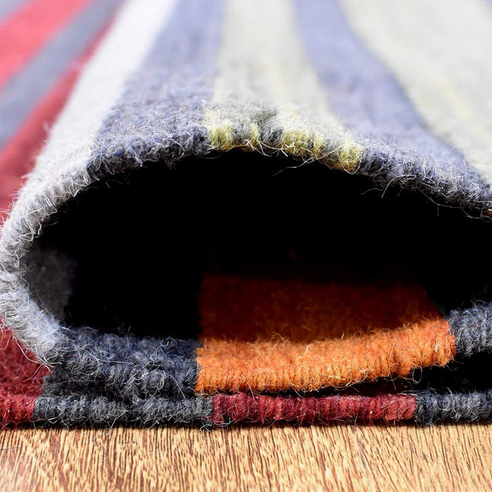 Color Flat Weave Kilim Wool Rug