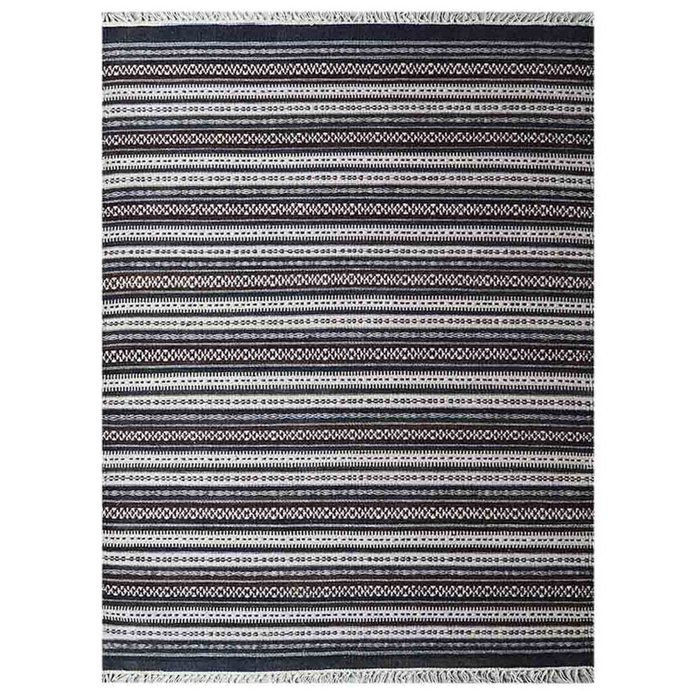 Night Stripes Flat Weave Kilim Wool Rug