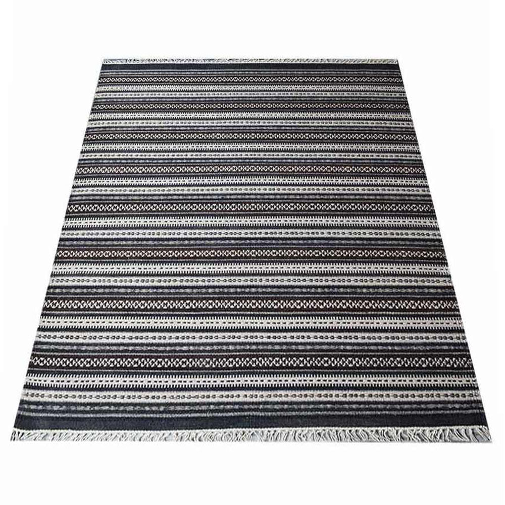Night Stripes Flat Weave Kilim Wool Rug