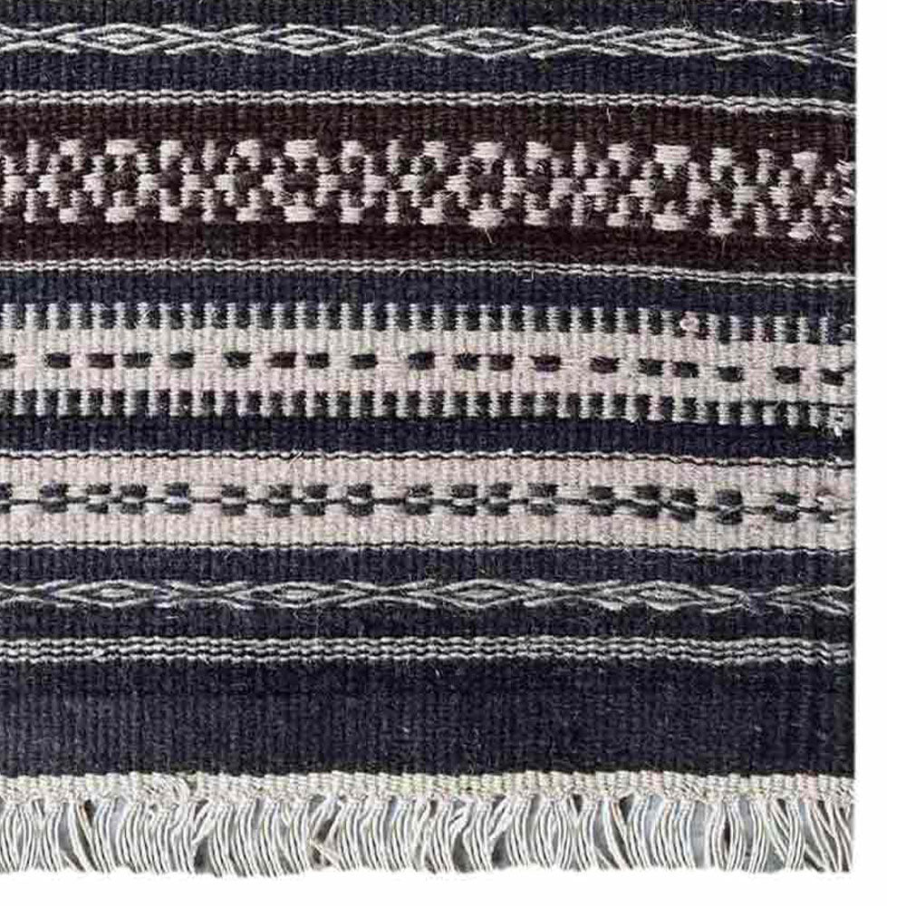 Night Stripes Flat Weave Kilim Wool Rug