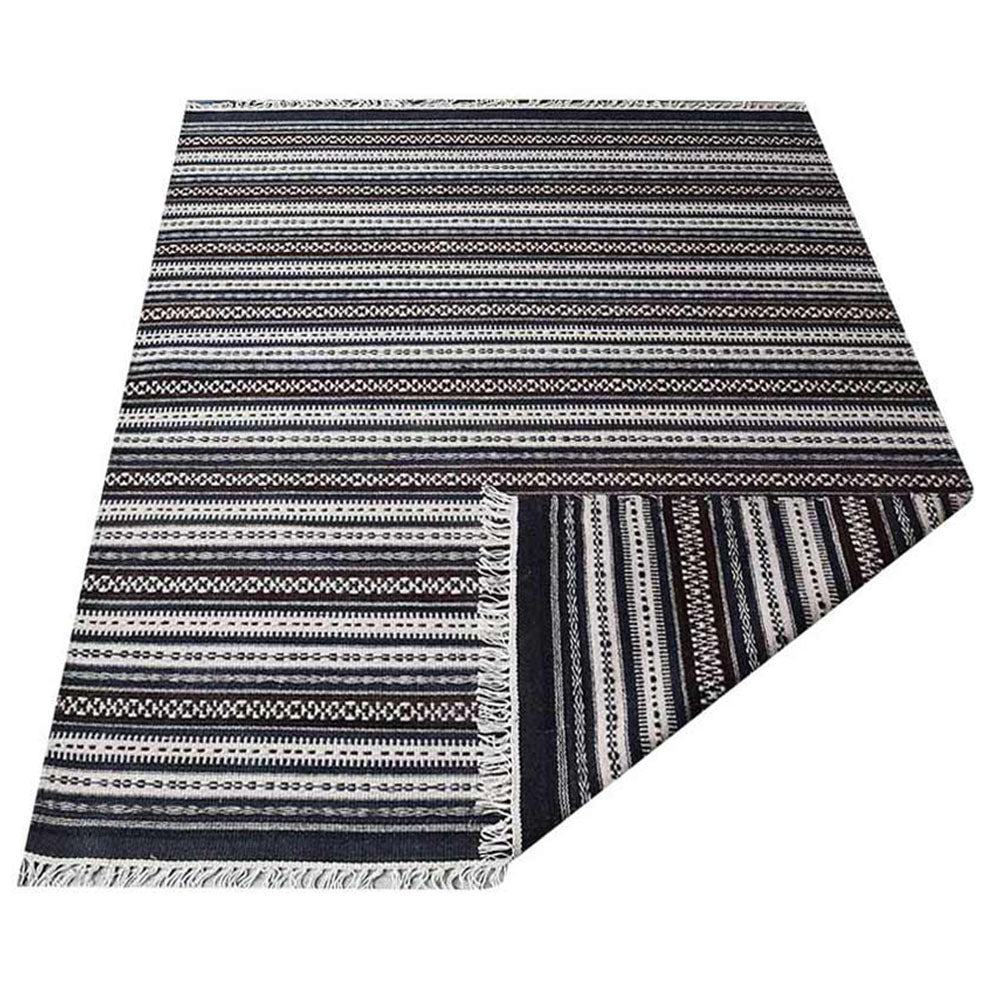 Night Stripes Flat Weave Kilim Wool Rug