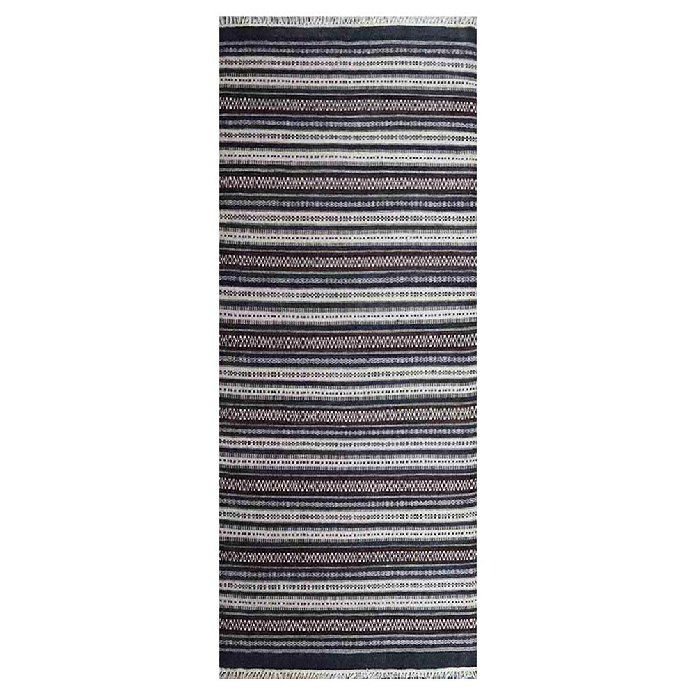 Night Stripes Flat Weave Kilim Wool Rug
