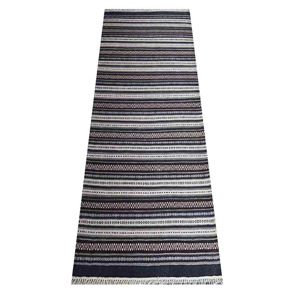 Night Stripes Flat Weave Kilim Wool Rug