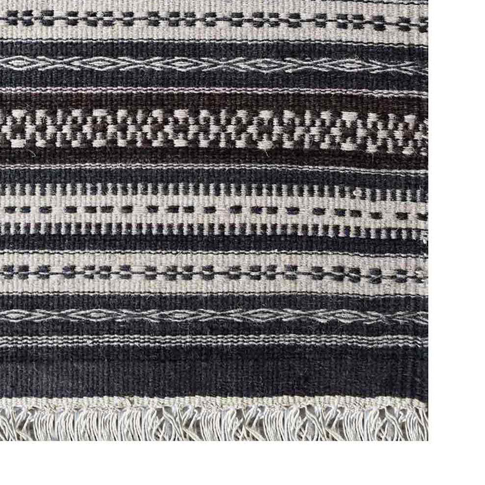 Night Stripes Flat Weave Kilim Wool Rug